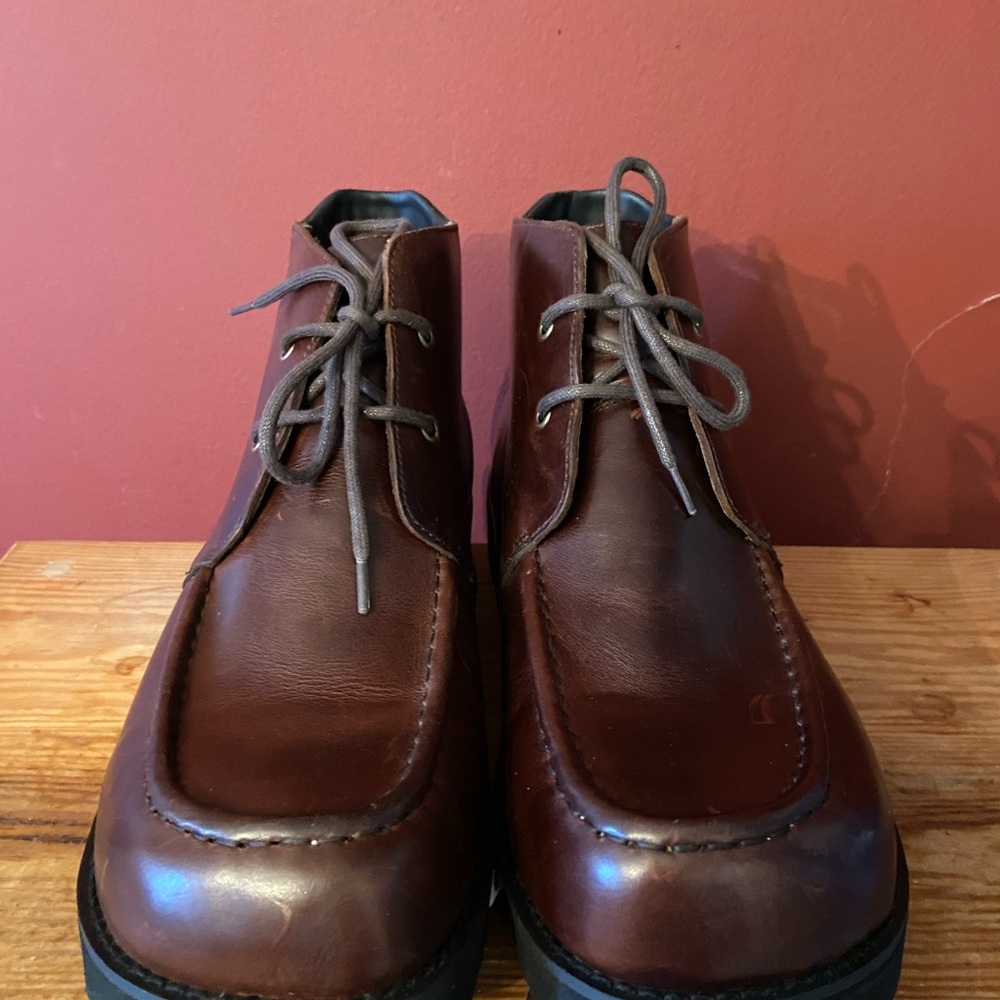 Men’s brown leather Karl Kani ankle boots size 13